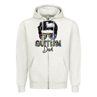 Oatmeal Heather autism dad Zipper Hoodie - CowhideDigitalArt