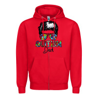 Red autism dad Zipper Hoodie - CowhideDigitalArt