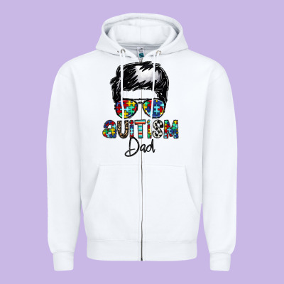 Autism Dad Zipper Hoodie Designed By Cowhidedigitalart