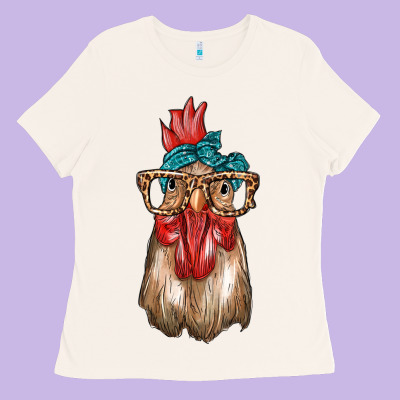 Chicken With Bandana And Leopard Ladies Tee Designed By Texasbilliewilder