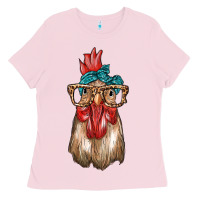 Bubblegum Pink chicken with bandana and leopard Ladies Tee - texasbilliewilder