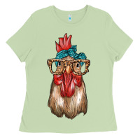 Matcha chicken with bandana and leopard Ladies Tee - texasbilliewilder