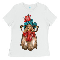 White chicken with bandana and leopard Ladies Tee - texasbilliewilder