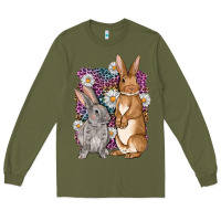 Army Green Bunnys Easter with leopard background Long Sleeve Tee - OliviaCreatesArt