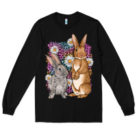 Black Bunnys Easter with leopard background Long Sleeve Tee - OliviaCreatesArt