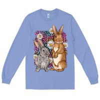 Colony Blue Bunnys Easter with leopard background Long Sleeve Tee - OliviaCreatesArt