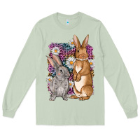 Matcha Bunnys Easter with leopard background Long Sleeve Tee - OliviaCreatesArt