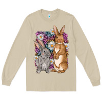 Mushroom Bunnys Easter with leopard background Long Sleeve Tee - OliviaCreatesArt