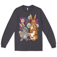 Smoke Bunnys Easter with leopard background Long Sleeve Tee - OliviaCreatesArt