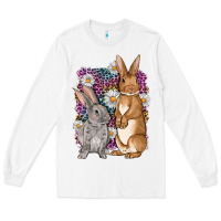 White Bunnys Easter with leopard background Long Sleeve Tee - OliviaCreatesArt