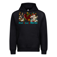 Black peace love martini Urban Hoodie - AdoDesignShop