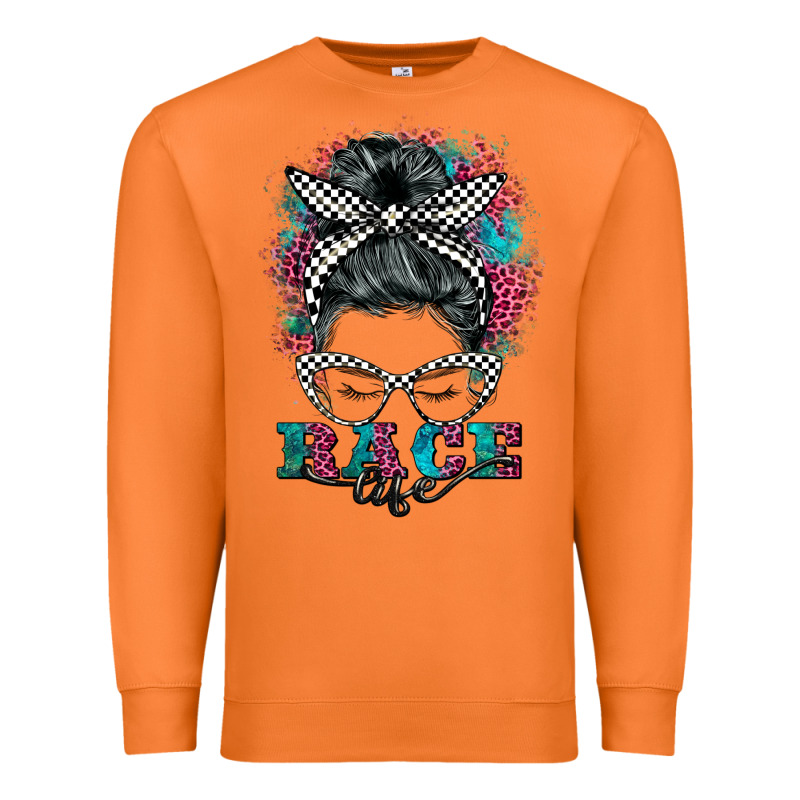 Race Life  Messy Bun Premium Sweatshirt by BarkalooDesign | Teevron