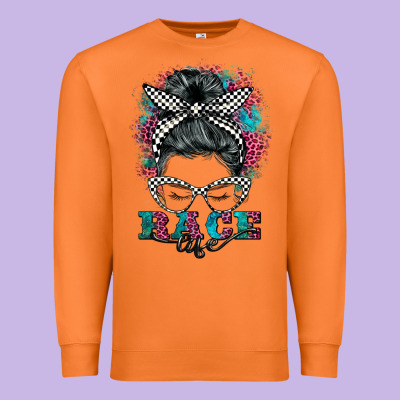 Race Life  Messy Bun Premium Sweatshirt Designed By Barkaloodesign
