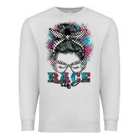 Dove Grey race life  messy bun Premium Sweatshirt - BarkalooDesign