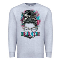 Heather Grey race life  messy bun Premium Sweatshirt - BarkalooDesign