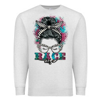 Oatmeal Heather race life  messy bun Premium Sweatshirt - BarkalooDesign