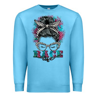 Ocean Blue race life  messy bun Premium Sweatshirt - BarkalooDesign