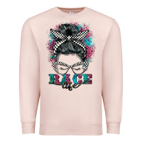 Pale Pink race life  messy bun Premium Sweatshirt - BarkalooDesign
