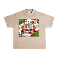 French Oak just a girl who loves reindeer Urban Heavy Tee - CowGirlArtShop