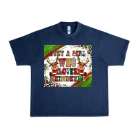Navy just a girl who loves reindeer Urban Heavy Tee - CowGirlArtShop