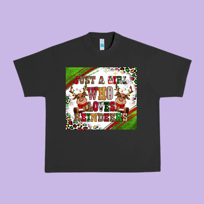 Just A Girl Who Loves Reindeer Urban Heavy Tee Designed By Cowgirlartshop
