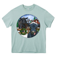 Arona Black Angus Cattle and Calf Christmas Heavy Core Tee - RanaPortraitStore