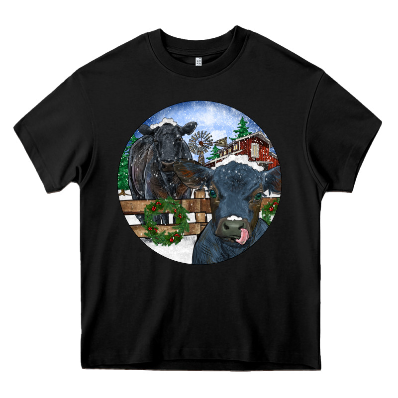 Black Angus Cattle And Calf Christmas Heavy Core Tee by RanaPortraitStore | Teevron