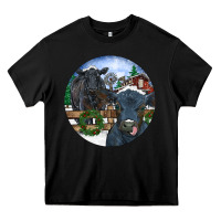 Black Black Angus Cattle and Calf Christmas Heavy Core Tee - RanaPortraitStore