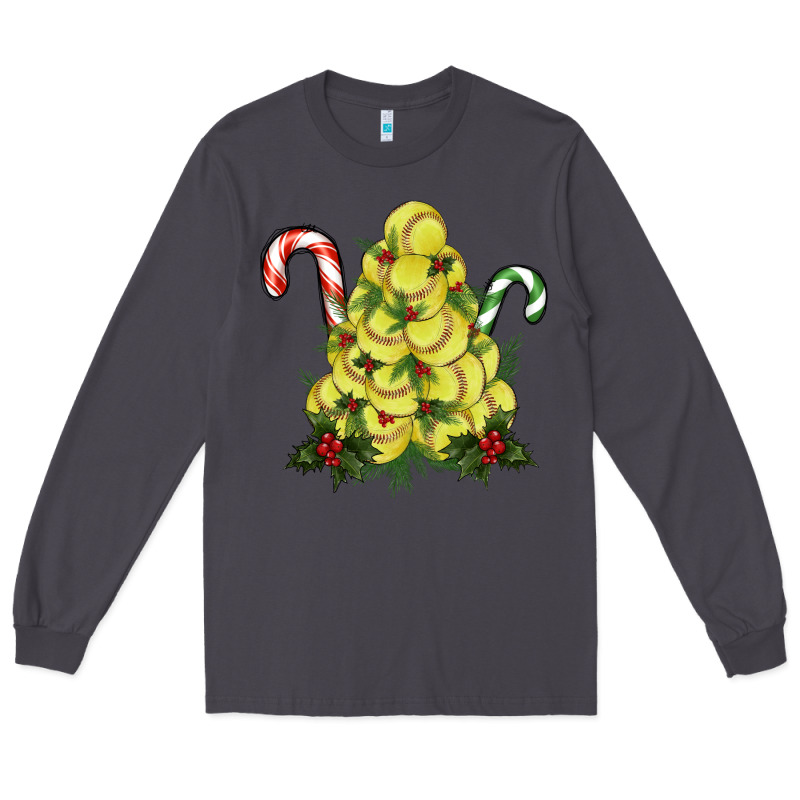 Softball Christmas Tree Long Sleeve Tee by RanaPortraitStore | Teevron