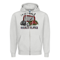 Dove Grey i'm just a woman who loves her hockey player Zipper Hoodie - SublimationCraftShop