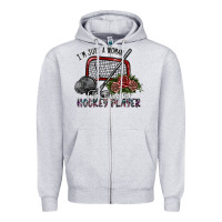 Heather Grey i'm just a woman who loves her hockey player Zipper Hoodie - SublimationCraftShop