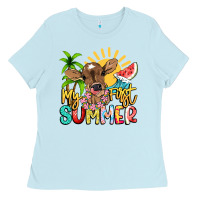 Baby Blue My first summer baby cow Ladies Tee - NancyCooperArtShop