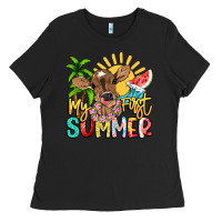 Black My first summer baby cow Ladies Tee - NancyCooperArtShop