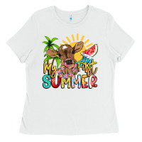White My first summer baby cow Ladies Tee - NancyCooperArtShop