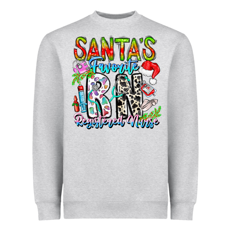 Santa's Favorite Rn Registered Nurse Heavyweight Sweatshirt by CowhideDigitalArt | Teevron