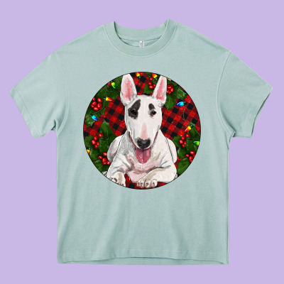 Christmas Bull Terrier Heavy Core Tee Designed By Ranaportraitstore