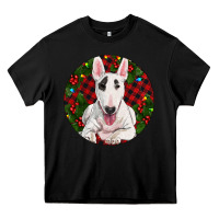 Black Christmas Bull Terrier Heavy Core Tee - RanaPortraitStore