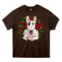 Chocolate Brown Christmas Bull Terrier Heavy Core Tee - RanaPortraitStore