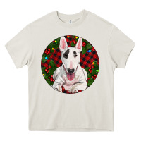 Cream Christmas Bull Terrier Heavy Core Tee - RanaPortraitStore