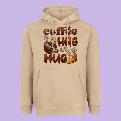 Coffee Is A Hug In A Mug Heavyweight Hoodie Designed By Barkaloodesign