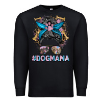 Black dog mama messy bun Premium Sweatshirt - BarkalooDesign