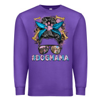 Purple dog mama messy bun Premium Sweatshirt - BarkalooDesign