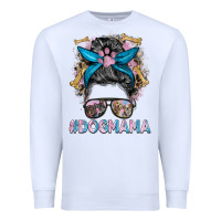 White dog mama messy bun Premium Sweatshirt - BarkalooDesign
