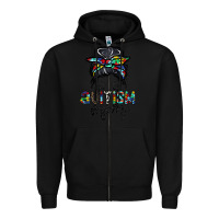 Black autism mom Zipper Hoodie - CowhideDigitalArt