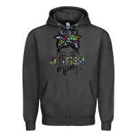 Charcoal Heather autism mom Zipper Hoodie - CowhideDigitalArt