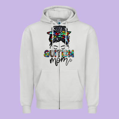 Autism Mom Zipper Hoodie Designed By Cowhidedigitalart