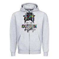 Heather Grey autism mom Zipper Hoodie - CowhideDigitalArt