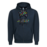 Navy autism mom Zipper Hoodie - CowhideDigitalArt