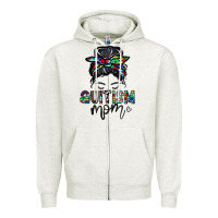 Oatmeal Heather autism mom Zipper Hoodie - CowhideDigitalArt