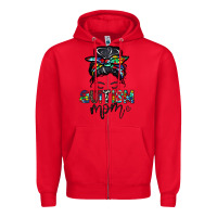 Red autism mom Zipper Hoodie - CowhideDigitalArt